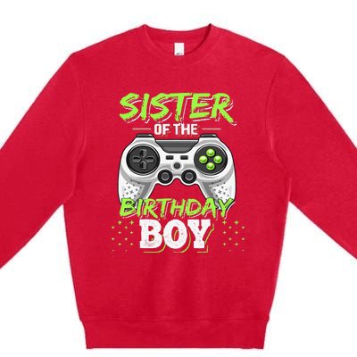 Sister of the Birthday Matching Video Game Birthday Gift Premium Crewneck Sweatshirt