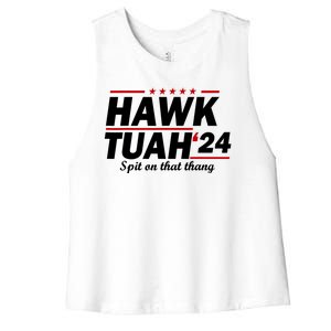 Spit On That Thang Girl Interview Hawk Tuah 24 Women's Racerback Cropped Tank