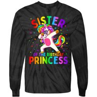 Sister Of The Birthday Princess Girl Dabbing Unicorn Tie-Dye Long Sleeve Shirt