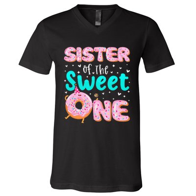 Sister Of The Sweet One 1st Birthday Donut Theme Family V-Neck T-Shirt