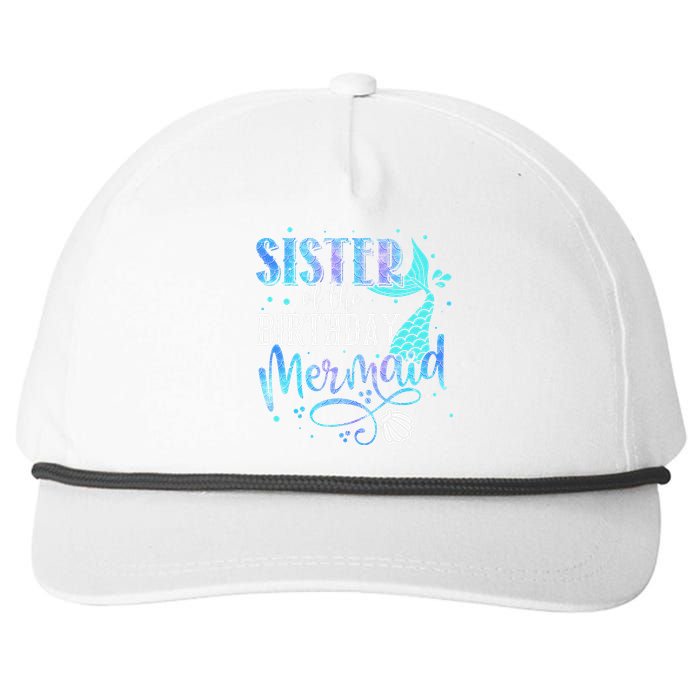 Sister Of The Birthday Mermaid Family Matching Party Squad Snapback Five-Panel Rope Hat