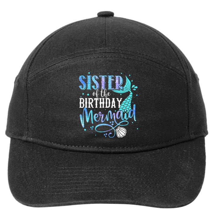 Sister Of The Birthday Mermaid Family Matching Party Squad 7-Panel Snapback Hat