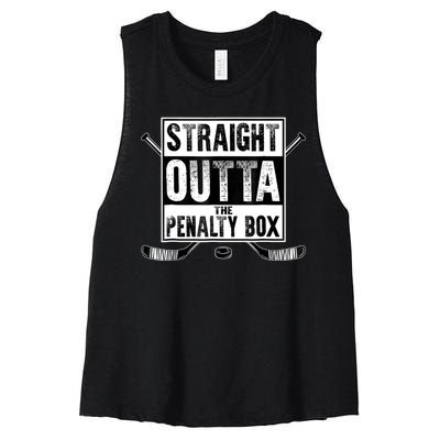 Straight Outta The Penalty Box Hockey Women's Racerback Cropped Tank