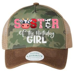 Sister of The Birthday  Cow Family Cow Farm Matching Legacy Tie Dye Trucker Hat