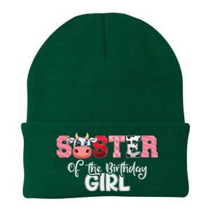 Sister of The Birthday  Cow Family Cow Farm Matching Knit Cap Winter Beanie