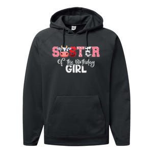 Sister of The Birthday  Cow Family Cow Farm Matching Performance Fleece Hoodie