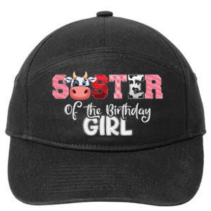 Sister of The Birthday  Cow Family Cow Farm Matching 7-Panel Snapback Hat