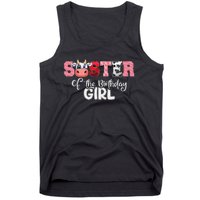 Sister of The Birthday  Cow Family Cow Farm Matching Tank Top