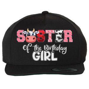 Sister of The Birthday  Cow Family Cow Farm Matching Wool Snapback Cap