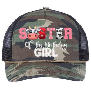 Sister of The Birthday  Cow Family Cow Farm Matching Retro Rope Trucker Hat Cap