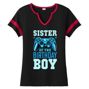 Sister of the Birthday Matching Video Gamer Birthday Ladies Halftime Notch Neck Tee