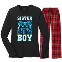 Sister of the Birthday Matching Video Gamer Birthday Women's Long Sleeve Flannel Pajama Set 