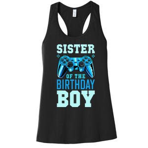 Sister of the Birthday Matching Video Gamer Birthday Women's Racerback Tank