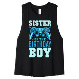 Sister of the Birthday Matching Video Gamer Birthday Women's Racerback Cropped Tank