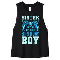 Sister of the Birthday Matching Video Gamer Birthday Women's Racerback Cropped Tank