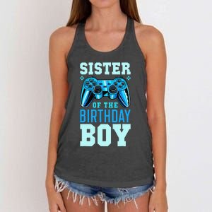 Sister of the Birthday Matching Video Gamer Birthday Women's Knotted Racerback Tank