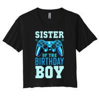 Sister of the Birthday Matching Video Gamer Birthday Women's Crop Top Tee