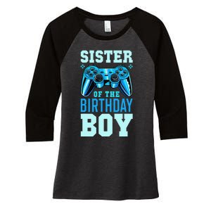 Sister of the Birthday Matching Video Gamer Birthday Women's Tri-Blend 3/4-Sleeve Raglan Shirt