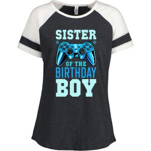 Sister of the Birthday Matching Video Gamer Birthday Enza Ladies Jersey Colorblock Tee