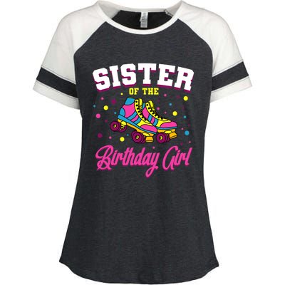 Sister Of The Birthday Girl Roller Skates Bday Skating Party Enza Ladies Jersey Colorblock Tee