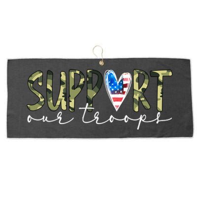 Support Our Trooper Usa Heart Large Microfiber Waffle Golf Towel