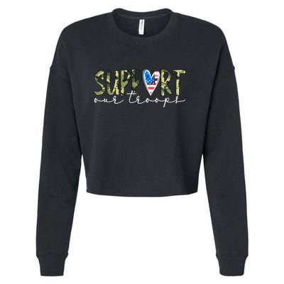 Support Our Trooper Usa Heart Cropped Pullover Crew