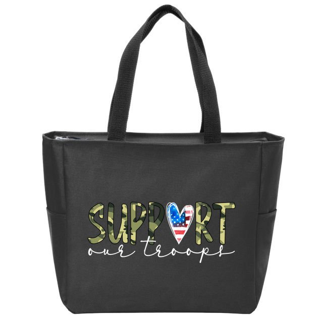 Support Our Trooper Usa Heart Zip Tote Bag