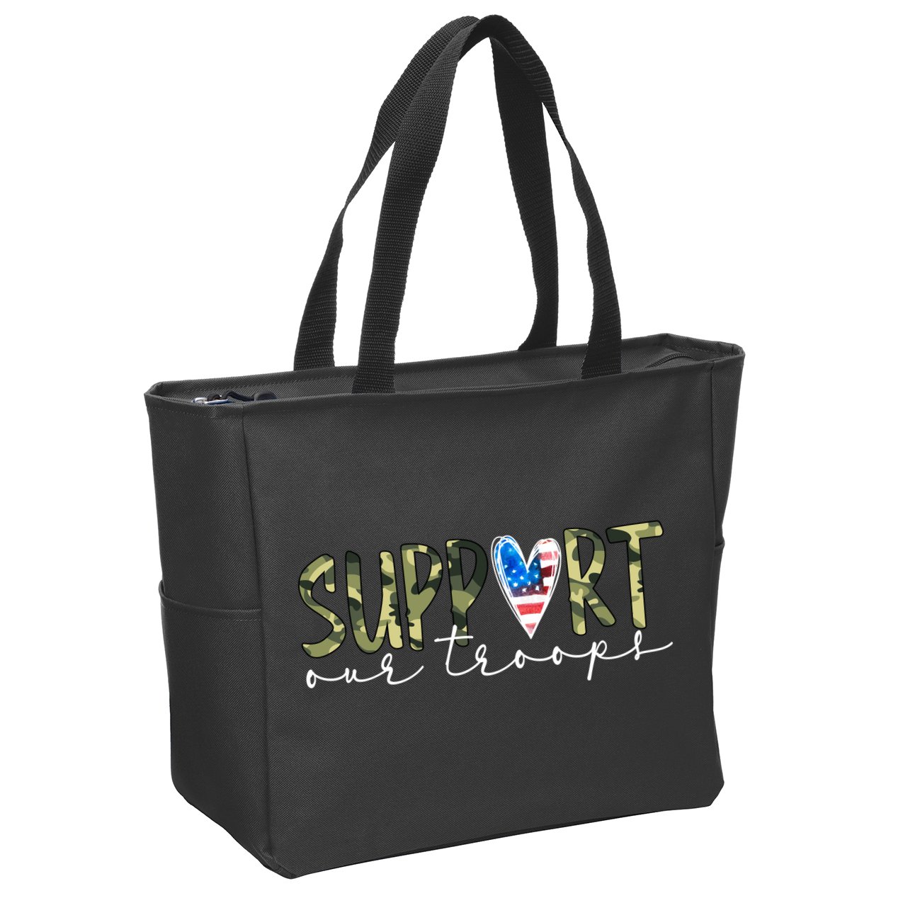 Support Our Trooper Usa Heart Zip Tote Bag