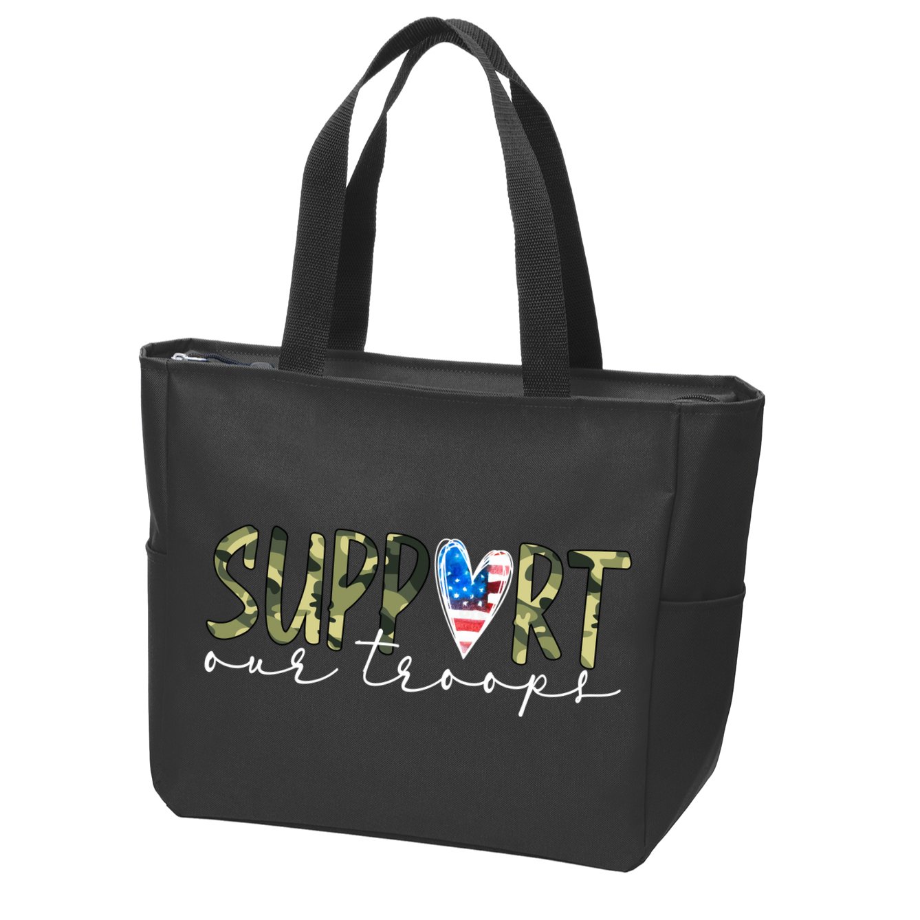 Support Our Trooper Usa Heart Zip Tote Bag