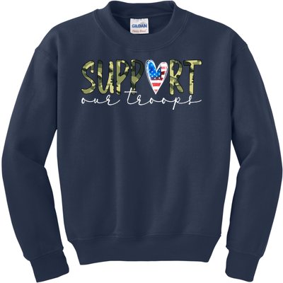 Support Our Trooper Usa Heart Kids Sweatshirt