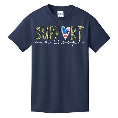 Support Our Trooper Usa Heart Kids T-Shirt