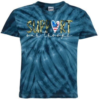 Support Our Trooper Usa Heart Kids Tie-Dye T-Shirt