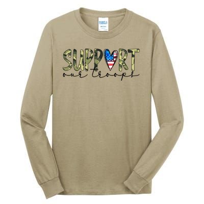 Support Our Trooper Usa Heart Tall Long Sleeve T-Shirt