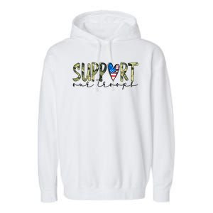 Support Our Trooper Usa Heart Garment-Dyed Fleece Hoodie