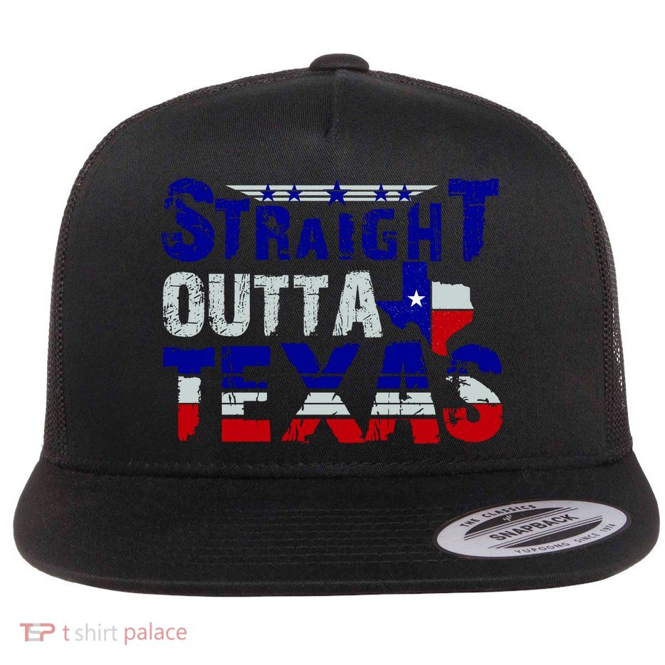 Straight Outta Texas Logo Flat Bill Trucker Hat
