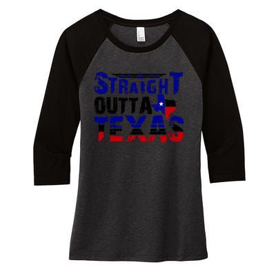 Straight Outta Texas Logo Women's Tri-Blend 3/4-Sleeve Raglan Shirt