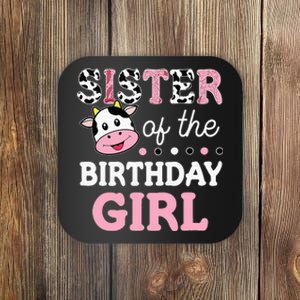 Sister Of The Birthday Girl Farm Cow Sister 1st Coaster