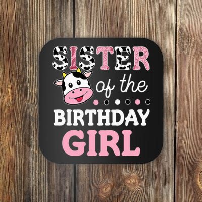 Sister Of The Birthday Girl Farm Cow Sister 1st Coaster