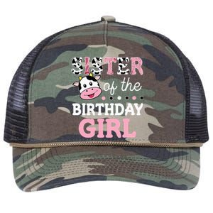 Sister Of The Birthday Girl Farm Cow Sister 1st Retro Rope Trucker Hat Cap