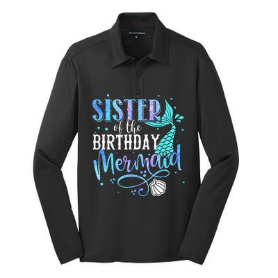 Sister Of The Birthday Mermaid Family Matching Party Squad Silk Touch Performance Long Sleeve Polo