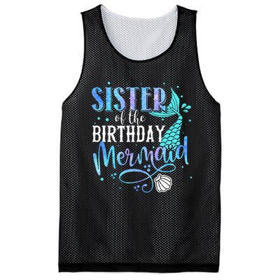 Sister Of The Birthday Mermaid Family Matching Party Squad Mesh Reversible Basketball Jersey Tank