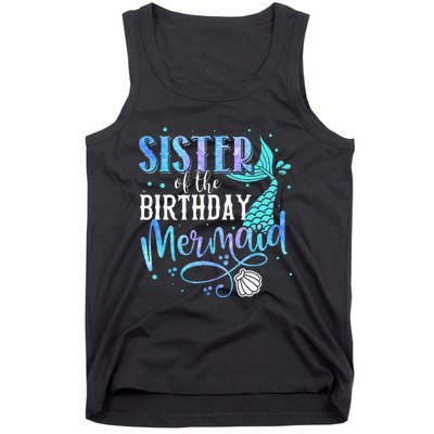 Sister Of The Birthday Mermaid Family Matching Party Squad Tank Top