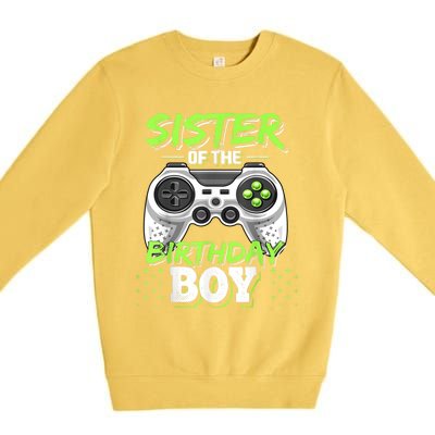 Sister Of The Birthday Boy Matching Video Game Birthday Gift Premium Crewneck Sweatshirt