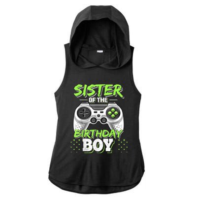 Sister Of The Birthday Boy Matching Video Game Birthday Gift Ladies PosiCharge Tri-Blend Wicking Draft Hoodie Tank