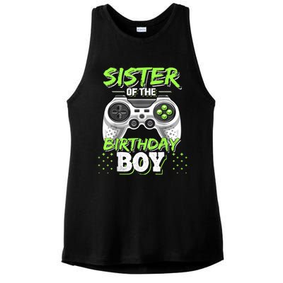 Sister Of The Birthday Boy Matching Video Game Birthday Gift Ladies PosiCharge Tri-Blend Wicking Tank