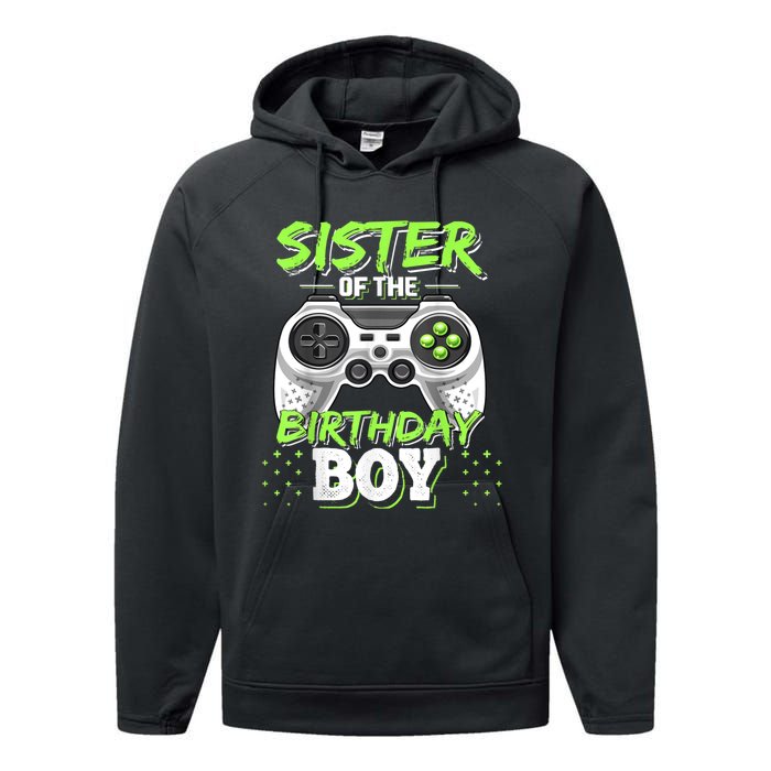 Sister Of The Birthday Boy Matching Video Game Birthday Gift Performance Fleece Hoodie