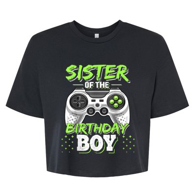 Sister Of The Birthday Boy Matching Video Game Birthday Gift Bella+Canvas Jersey Crop Tee