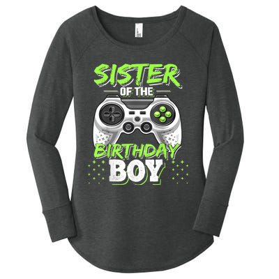 Sister Of The Birthday Boy Matching Video Game Birthday Gift Women's Perfect Tri Tunic Long Sleeve Shirt