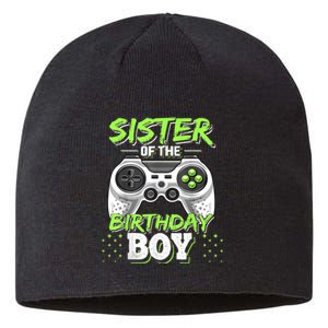 Sister Of The Birthday Boy Matching Video Game Birthday Gift Sustainable Beanie