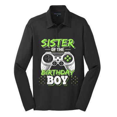 Sister Of The Birthday Boy Matching Video Game Birthday Gift Silk Touch Performance Long Sleeve Polo